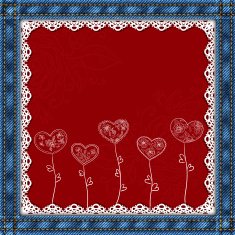 Banner with denim background and hearts