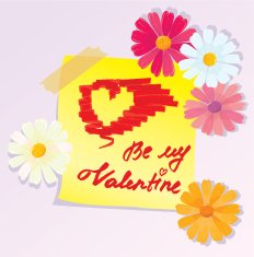 Valentines Day sketch with flowers