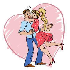 Girl in love hug guy