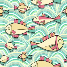 Seamless pattern wish funny fishes