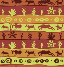 Vector seamless pattern with primitive art