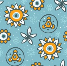 blue seamless background with floral elements