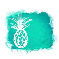 Watercolor paint stain and pineapple