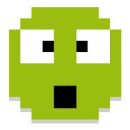 Cute Cartoon Pixel Surprised Face Isolated