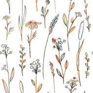 seamless pattern with flowers and grass N2