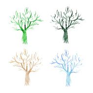 Set of Watercolor vector trees icons