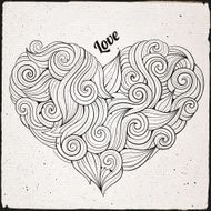 Hand drawn curled vector heart