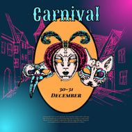 Venetian carnival mask composition poster