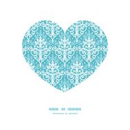 Vector light blue swirls damask heart silhouette pattern frame N2