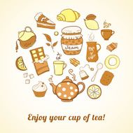 Tea and sweets icons set N2