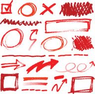 Collection of hand-drawn red pencil corrections