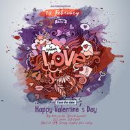 Vector love doodles watercolor flyer design N2