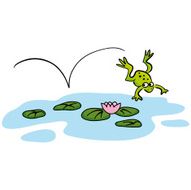Hand drawn frog in pond