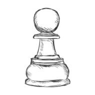 Vector Single Sketch Chess Figure - Pawn