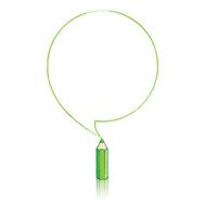 Green Pencil Drawing Round Speech Balloon
