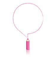 Pink Pencil Drawing Round Speech Balloon