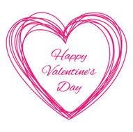 White Scribble Hand Drawn Heart on purple background N2