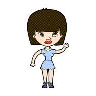 comic cartoon woman waving N104