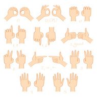 Hands show numbers and directions vector set