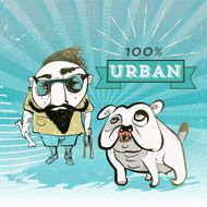 bearded grunge guy with bulldog N3