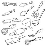 Kitchen Utensil collection in Black and White N2