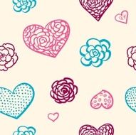 vector doodle seamless pattern of hearts N2