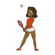cartoon woman playing tennis N14