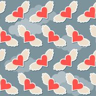 flying hearts with wings seamless pattern abstract background for wedding
