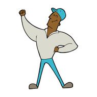 cartoon man striking heroic pose N13