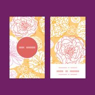 Vector warm day flowers vertical round frame pattern business cards N3