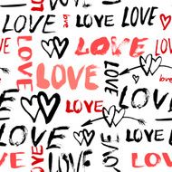 Pattern with hand painted words love N8