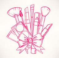 decorative cosmetics with ribbon