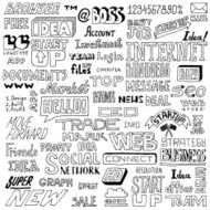 Business and internet doodle lettering set Vector illustration