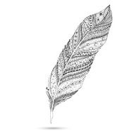 Vector tribal feather Series of doodle