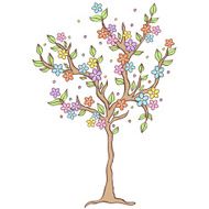 colorful spring tree on white background