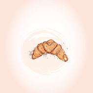 croissant Hand drawn sketch on pink background vector