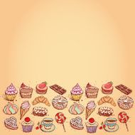 Card Hand drawn confectionery set vector