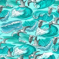 Sea waves seamless pattern