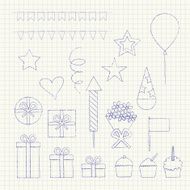 Birthday party icons set