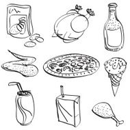 Food &amp; beverage collection in black and white