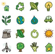 Nature and environment doodle icon set