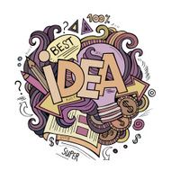 Idea hand lettering and doodles cartoon elements background