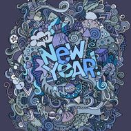 New year hand lettering and doodles elements background N7
