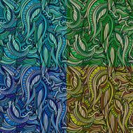 Vector seamless abstract nature pattern set