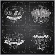 Christmas hand drawn card set - Chalkboard