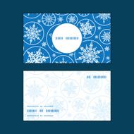 Vector falling snowflakes vertical round frame pattern business cards set N3