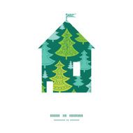 Vector holiday christmas trees house silhouette pattern frame