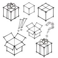 Set of sketches gifts and postboxes