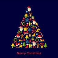 Christmas vector background with flat icons N3
