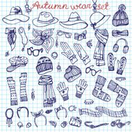 Outline Sketchy notepaper Female Accessories Set Autumn winter